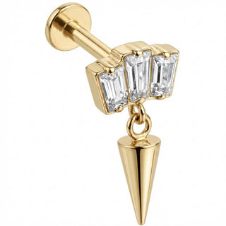 Titan Labret Baguette Kristalle Mit Spike Anhänger Innengewinde