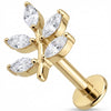 Titan Labret Kristall Marquise Blatt Zweig Innengewinde