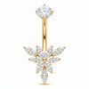 Titanium Belly Button Piercing Marquise Crystal Lotus Flower