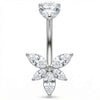 Titanium Belly Button Piercing Crystal Lotus Flower