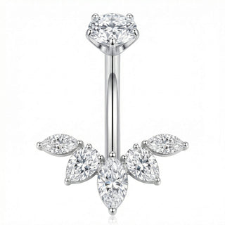 Titanium Belly Button Piercing Marquise Gemstone Fan Cluster