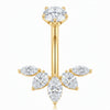 Titanium Belly Button Piercing Marquise Gemstone Fan Cluster