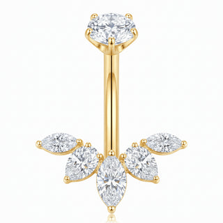 Titanium Belly Button Piercing Marquise Gemstone Fan Cluster