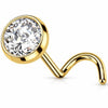 Titanium Nose Screw Round Bezel Set Stone Push-In