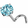 Titanium Nose Screw Prong Set Round Stone Push-In