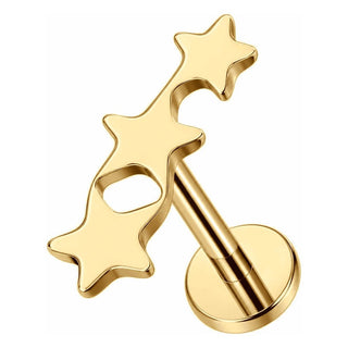Titanium Labret Three Stars Internally Threaded