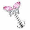 Titanium Labret Butterfly Zirconia Internally Threaded