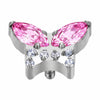 Titanium Top Butterfly With Clear Stones Internally Threaded