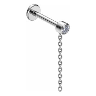 Titanium Labret Zirconia Chain Dangle Internally Threaded