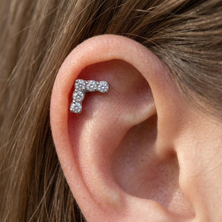 Titanium Labret Arrow Zirconia Push-In – getragen