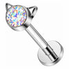 Titanium Labret Cat Zirconia Internally Threaded