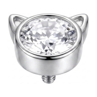 Titanium Top Cat Ears Round Stone Internally Threaded