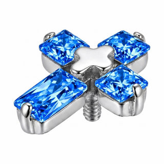 Titanium Top Clear Stone Cross Internally Threaded