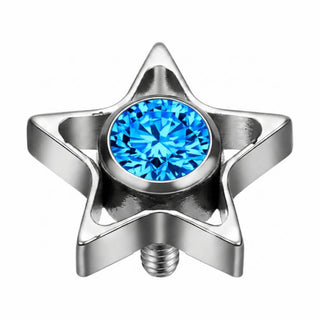 Titanium Top Open Star With Clear Stone Internally Threaded