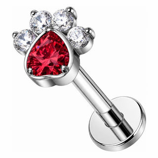 Titanium Labret Paw Zirconia Internally Threaded