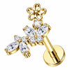 Titanium Labret Flower Marquise Zirconia Internally Threaded