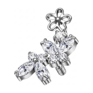 Titanium Top Butterflies And Flower Vine Internally Threaded