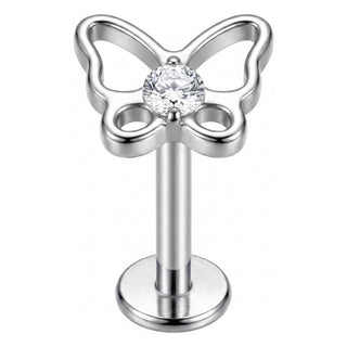 Titanium Labret Butterfly Zirconia Internally Threaded