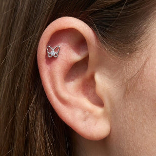 Titanium Labret Butterfly Zirconia Internally Threaded
