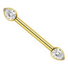 Titanium Nipple Piercing Clear Teardrop Zirconia Internally Threaded