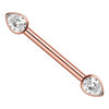 Titanium Nipple Piercing Clear Teardrop Zirconia Internally Threaded