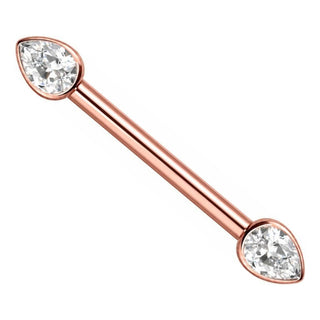 Titanium Nipple Piercing Clear Teardrop Zirconia Internally Threaded