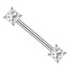 Titanium Nipple Piercing Square Cut Zirconia Internally Threaded
