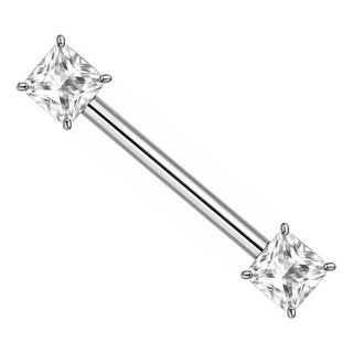 Titanium Nipple Piercing Square Cut Zirconia Internally Threaded