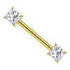 Titanium Nipple Piercing Square Cut Zirconia Internally Threaded
