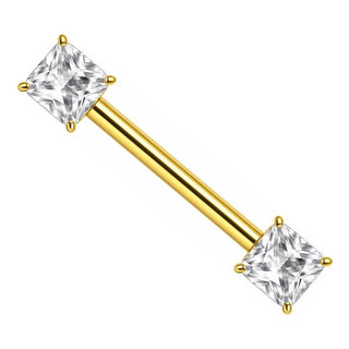 Titanium Nipple Piercing Square Cut Zirconia Internally Threaded