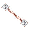 Titanium Nipple Piercing Square Cut Zirconia Internally Threaded