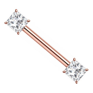 Titanium Nipple Piercing Square Cut Zirconia Internally Threaded