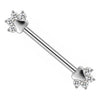 Titanium Nipple Piercing Animal Paw Print Zirconia Internally Threaded