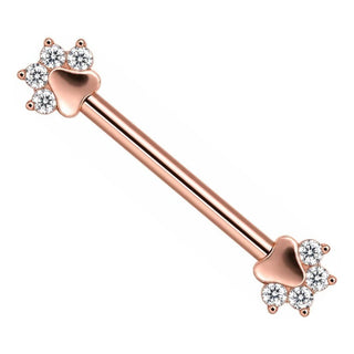 Titanium Nipple Piercing Animal Paw Print Zirconia Internally Threaded