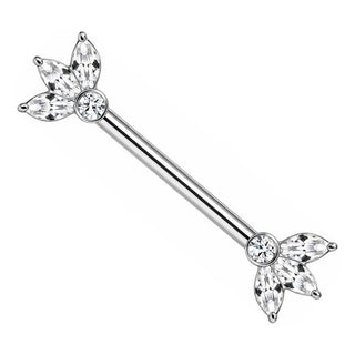 Titanium Nipple Piercing Marquise Petal Fan Internally Threaded