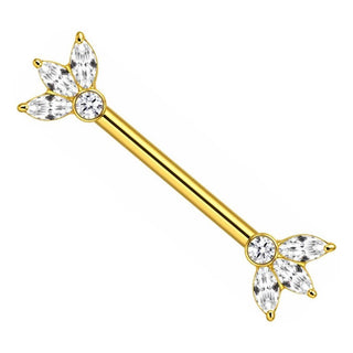 Titanium Nipple Piercing Marquise Petal Fan Internally Threaded