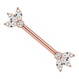 Titanium Nipple Piercing Marquise Petal Fan Internally Threaded