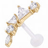 Titanium Labret Mixed Shape Stone Curve Internally Threaded