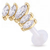Titanium Labret Curved Marquise Stone Cluster Internally Threaded