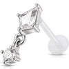 Titanium Labret Rhombus Stone With Dangle Internally Threaded