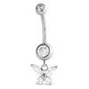 Belly Button Piercing Clear Stone Butterfly Dangle Internally Threaded